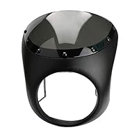 DREAMIZER Universele motorfiets voorruit, retro motorfiets voorruit compatibel met 5-7 ronde koplampen, windscherm voor Bobber Cafe Racer Chopper Cruiser (zwart