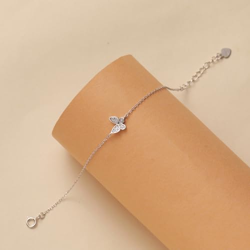 SUYACS 14K Gold Plated Butterfly Bracelets for Women Cute 925 Sterling Silver Cubic Zirconia Link Bracelet Lucky Sparkling Chain Jewelry Birthday Gifts for Daughter Friends Back to School4