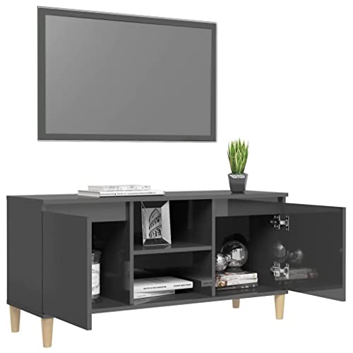 vidaXL-Mueble-de-TV-Patas-Soporte-Mobiliario-Aparador-Estante-Salon-Sala-de-Estar-Dormitorio-Decoracion-Gris-Hormigon-1035x35x50-cm-Madera-Maciza