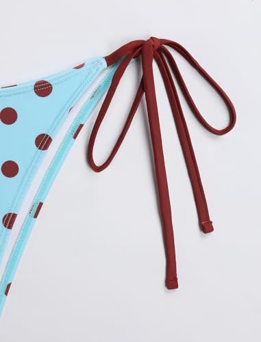 Image of ZAFUL Women's Polka Dot Bikini Set Double Layer Halter Swimsuit Colorblock Side Tie 2 Piece Bathing Suit