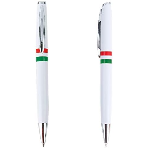 Lote de 10 bolígrafos blancos con la bandera Italia Cover