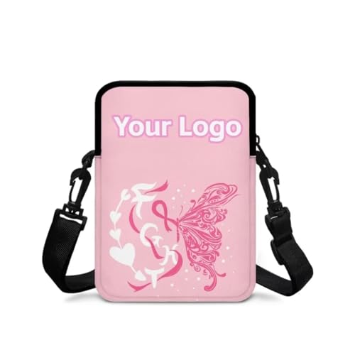 Image of Crossbody Bag for Women Sling Purse Pink Ribbon Cell Phone Holder with Straps