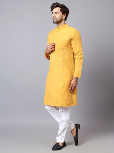 Image of LATEST CHIKAN Men's Cotton Long Kurta Full Sleeves - Casual Ethnic Wear