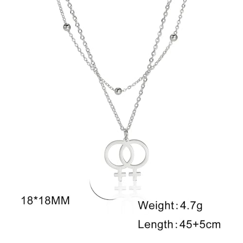 Collier Trans en Argent 925 d'exception et pendentif lesbien
