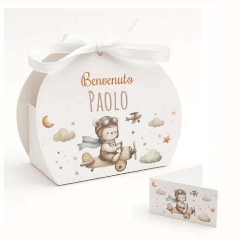 PV Grafik 24+24 Scatoline Portaconfetti Nascita, Scatoline Porta Confetti Battesimo,