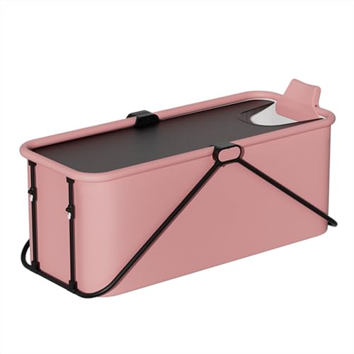 RASPIO Baignoire Portable pour Adultes, Grand tonneau de trempage autoportant épais, Rangement Facile et Gain de Place, Grand tonneau de trempage autoportant épais(Pink,150 * 53 * 50cm)
