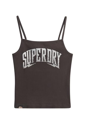 Cami en maille côtelée Superdry Retro Rocker gris carbone taille 10/12