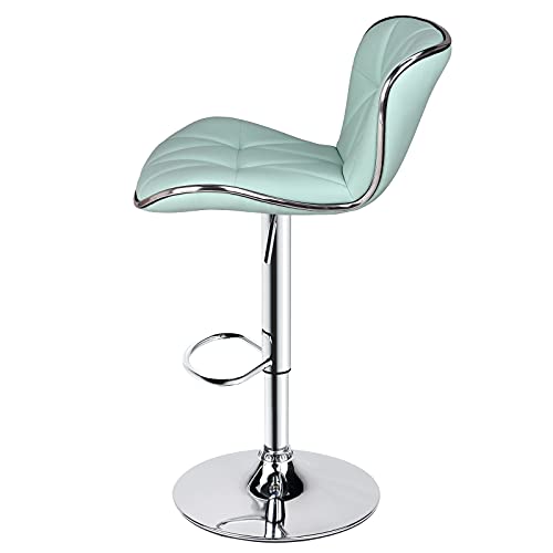 Leopard Shell Back Adjustable Swivel Bar Stools, Pu Leather Padded With Back, Set Of 2 (Mint Green) #TOP4