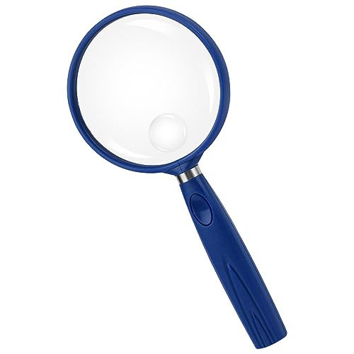 Image of Feosky Handheld Reading Magnifier, 3X Magnifier, 75mm Shatterproof Lens, Non-Slip Handle for Adults Close Work, Seniors Reading and Nature Exploration, Hobby Observation (Blue)
