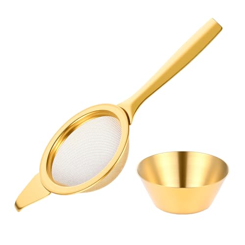 2.2" Gold Mesh Strainer Matcha Sifter Strainer 30 Small Gold Sifters Fine Sieve Matcha Stainless Steel with Handle, Small Metal Strainers for Loose Tea Cocktail Coffee