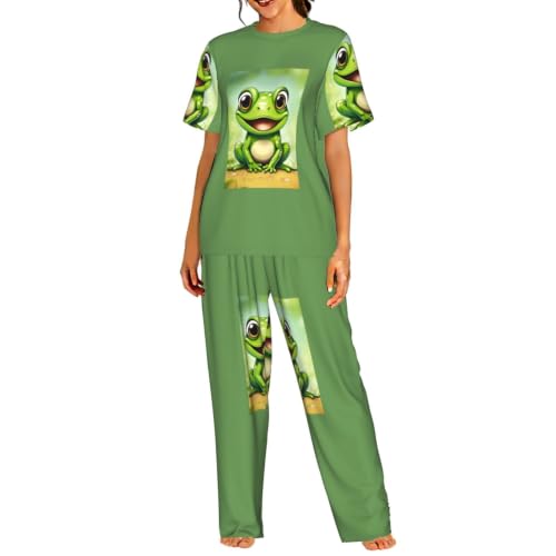 Pyjama court femme grenouille verte fini les nuits chaudes place à la douceur