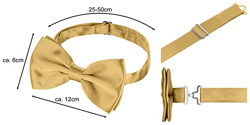 BomGuard Herren Kummerbund - Smoking 3er Set Schärpe Fliege Einstecktuch,luxusgold