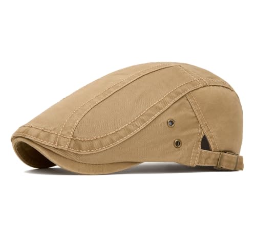 Image of Quanhaigou Unisex Denim Newsboy Hats Flat Ivy Gatsby Cabbie Driving Berets Hat Cotton Dad Cap for Men Women