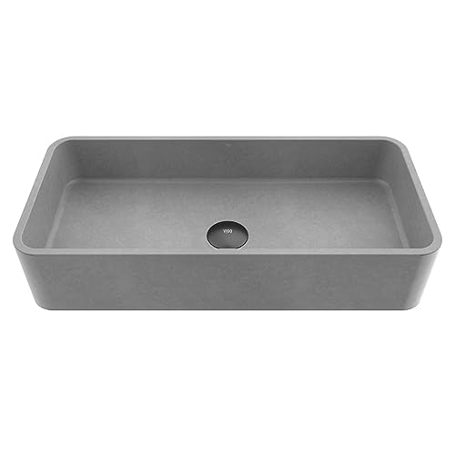 VIGO Palazzo Gothic 24'L x 11'W x 5'H Over the Counter Concrete Rectangular Vessel Bathroom Sink in...
