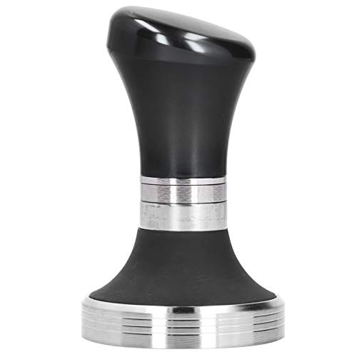 58 mm kaffetamper med justerbar höjd |Solid bas i rostfritt stål för utmärkt kaffeutvinning |Ergonomisk kaffepulvret för hem/kontor/kafé (Black)