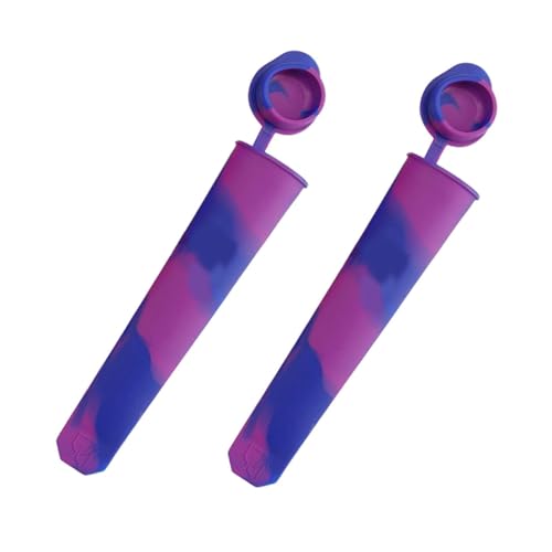 Sosoport 2Pcs Silicone Ice Molds with Cover DIY Popsicle Makers for Easy Release Treats Reusable Ice Pop Molds for Homemade Popsicles