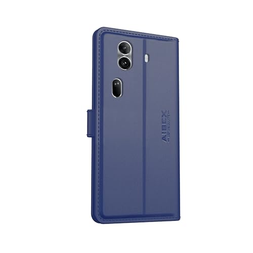 Image of AIBEX Compatible for Oppo Reno 11 Pro 5G Flip Cover Leather Finish with Magnatic Closure | Inside TPU with Card Pockets | Wallet Stand | Complete Protection Flip Case -Blue