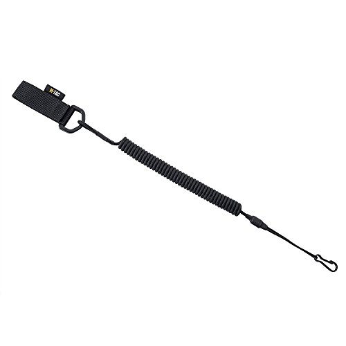 M-Tac Tactical Pistol Lanyard Elastic Coil for Police Army Belt D-Ring (Black)