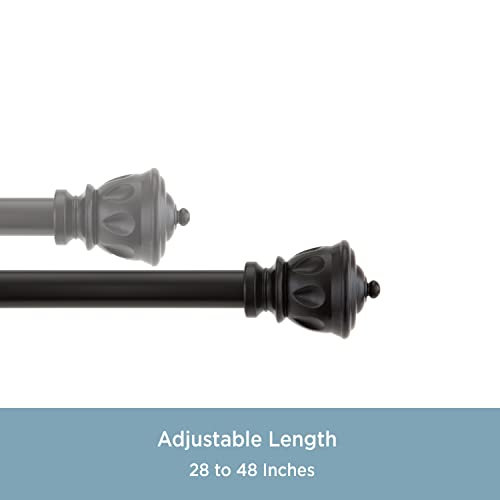Kenney Kn71669 Kiera Curtain Rod, 28"-48", Black #TOP3