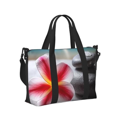 Travel Duffel Bag for Men Gym Bag, Tropical Flower and Zen Stone Luggage Bag with Shoulder Strap, Large Gym Tote Bag for Women, Weekender Overnight Bag, Foldable Carry on Bag for Airplane2
