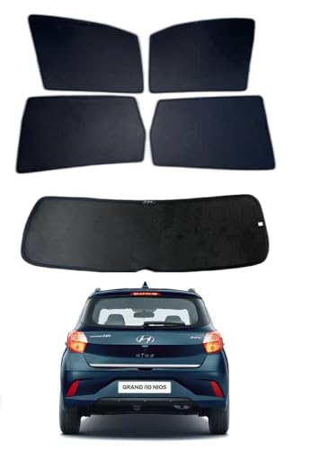 Image of Premium Car Sunshade Fix Type Non-Magnetic Curtain with Rear Dicky Curtain Set of 5pc for Grand i10 Nios