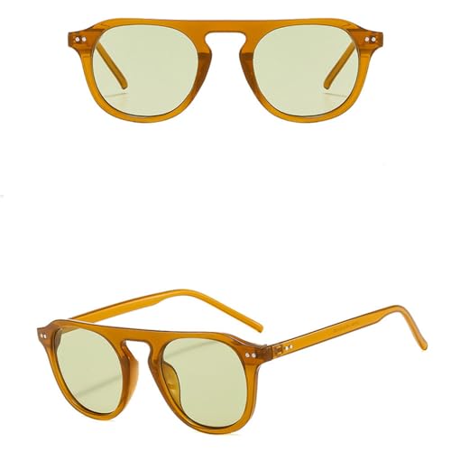 Lunettes de soleil rondes rétro à effet gelée et rivets UV400