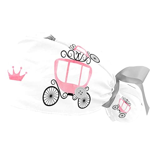 Casquettes de travail ajustables JDEZ chapeaux bouffants roses 2PCS