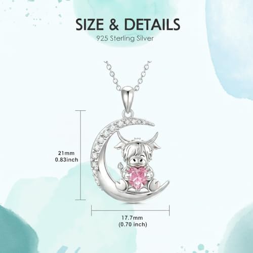 Image of PROESS Animal Birthstone Necklace 925 Sterling Silver Otter /Axolotl /Hippo /Elephant /Dachshund /Monkey /Red Panda Pendant Necklace Animal Birthstone Jewelry Gifts for Women