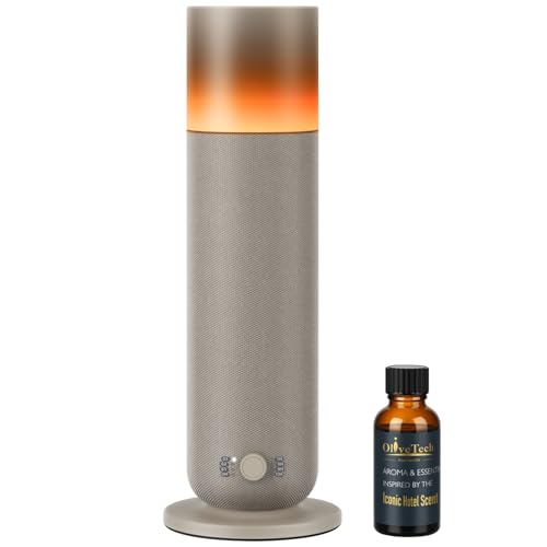 Waterless Diffuser with Fabric-Wrapped Design OliveTech Cold Air Scent Diffusers for Home & Office Hotel Collection Diffuser Adjustable Intensity Ambient Light 1 x 30ml Essential Oil Included