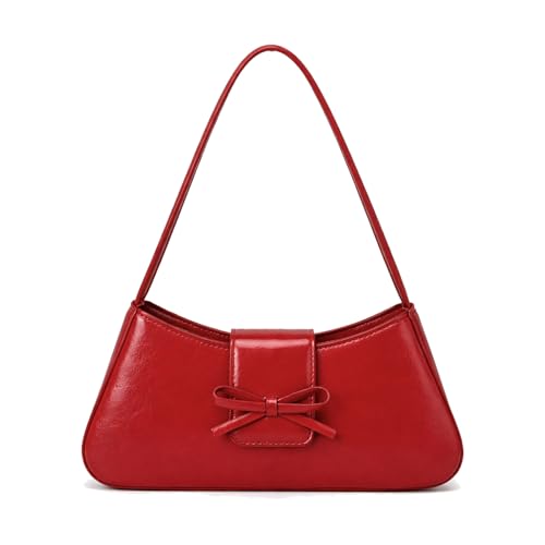 Image of KAMEILONG Trendy Red Shoulder Bag for Women Patent Leather Hobo Handbags Y2K Purses Clutch Bag Cute Bow Purse