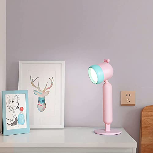 Lampe de table enfant USB et veilleuse rose pour lire sans reflets