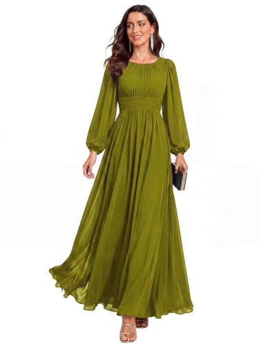 Image of Ever-Pretty Women's Chiffon Long Sleeve Formal Wedding Guest Dresses