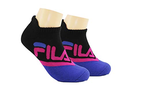 Fila Unisex 2-Pack Half Cushion No Show Socks (Medium(Women's shoe size 6-10/ Youth shoe 5-7), Redux - Black)2