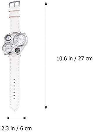 NICERIO Mens Big Face Watch - Cool Military Wrist Watch Genuine Leather Strap Dual Time Zone Sport Watch Analog Quartz Display with Thermometer Compass