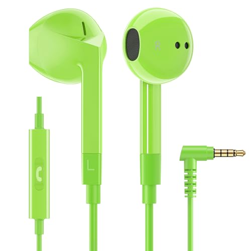 Ludos FEROX Auriculares In Ear con Cable y Microfono, 5 Años de Garantía, Auricular con Jack, Cascos Musica con Graves Potentes, para iPhone, iPad, Samsung, Xiaomi, Gaming, Móvil, MP3 - Verde