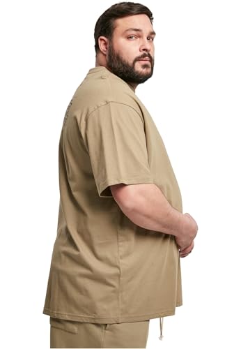 Urban Classics Camiseta para Hombre con Texto Chino en la Parte Delantera y Trasera, símbolo Chino, Camiseta para Hombre, Tallas S - 5XL, Caqui/Negro, 3XL