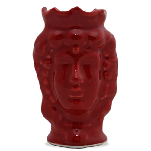 100% Artigianale Generico Testa di moro in porcellana di Capodimonte donna rosso regina 11 cm artigianale Forever fatto a mano originale da personalizzare