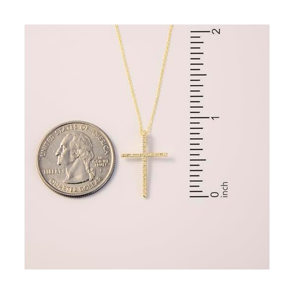 Diamond 14K Solid Gold Cross Necklace for Women | 14K Real Gold Protection Pendant Necklace | Dainty Pave Diamond Cross Necklace | Women's 14K Gold Christian Jewelry | Gift for Birthday, 18" - Image 7