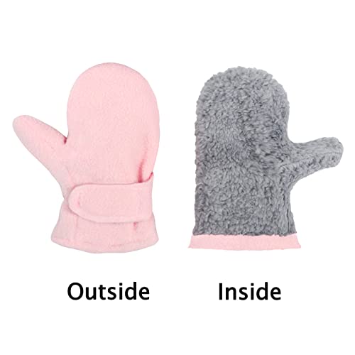Toddler Mittens Boys Girls Winter Gloves Lined Fleece Kids Mittens 2 Pairs Sherpa Toddler Gloves Unisex Baby Gloves Warm Mittens For Toddler Boy And Girl Pink & Rose Red M(Fits 1-2 Years) #TOP4