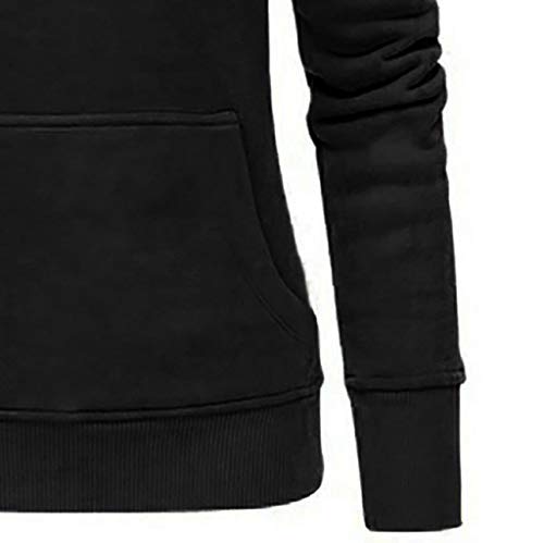 Pull à capuche col roulé grande taille 44 vêtement hiver noir - 3
