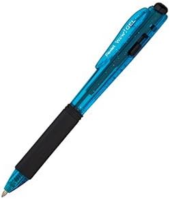 Pentel Colour Retractable Gel Rollerball, 0.7mm tip, Blue ink, 1 Pack of 12 pens, K437CR-C