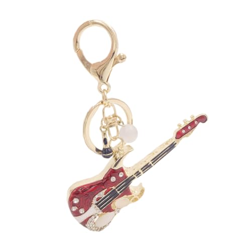 Veemoon Llavero De Guitarra De Pedrería Mochila Novedad Llavero De Guitarra Frío Señoras Bolsa De Llaves Lindo Llavero Bolsas Encanto Del Bolso Mini Chicas Mujeres Niñas Fiesta Metal Rojo