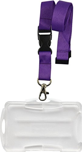 Titulaire de la carte double rigide horizontal vertical badge cordon violet - 3