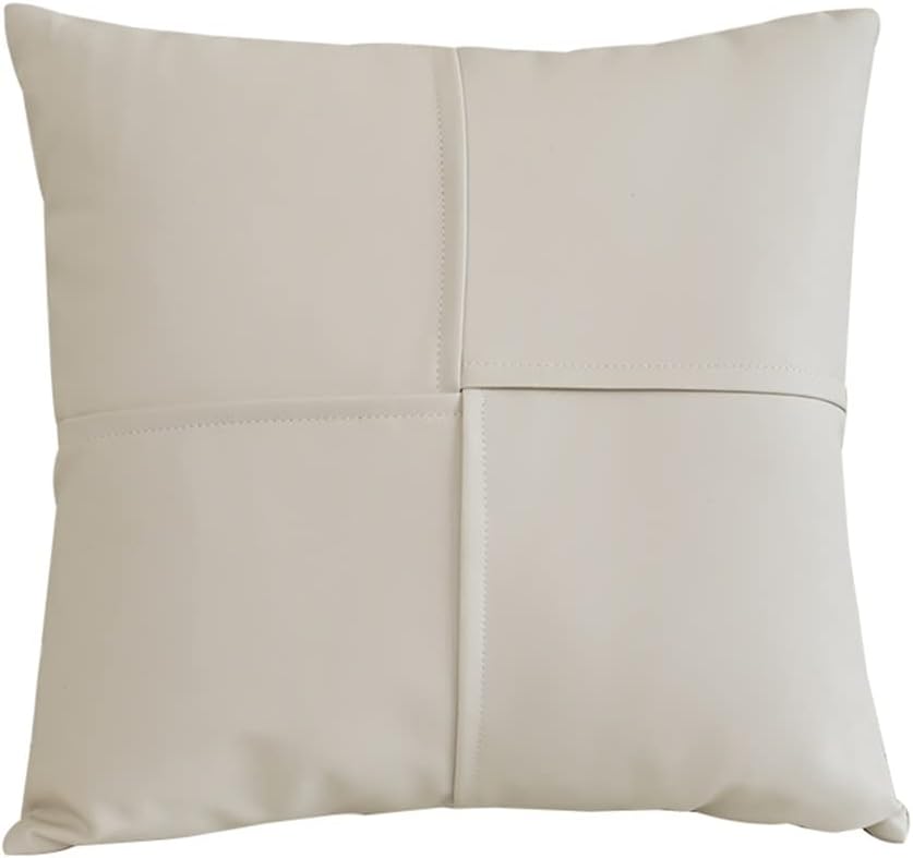 HBJWOV Faux Leather Cushion Cover Ivory Green Brown Coral Plain 45x45cm Pillow for Couch Sofa Chair Bed Home Decoration(Black)