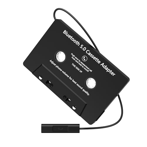 Mersoco Adaptateur de Cassette Audio de Voiture,Bluetooth 5.0 Audio Cassette Audio Adapter for Car, Smartphone, iPad