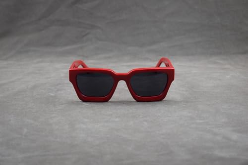 Image of Retro Fashion Thick Acetate Polarized Sunglasses Trendy Square Men Womens Black Grey Shades Vintage