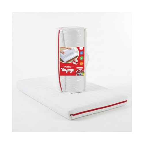 Babysom - Matelas de Voyage pour Bébé - 60x120 cm | Roulé : Idéal pour Couchage d'appoint | Microfibre Ouatinée : Accueil Doux et Moelleux | Épaisseur 3 cm | Déhoussable | Fabrication française