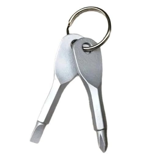 Silver Portable Dual-Bit Screwdriver Set with Keychain - Multi-Purpose Repair for Cars, Bikes, Motorcycles & RVs