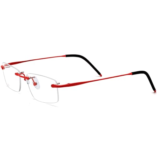 Image of Titanium Glasses Frame,Rimless Optical Eyewear Eyeglasses for Men and Women