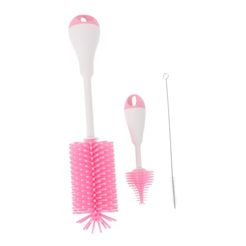 ULDIGI 3pcs Cleaning Brush Set Bottles for Cup Brush Straw Cup Practical Cup Bottle Brush Straw Cup for Household Washing Machine Cleaners Feeding Bottle Brush Pink Abs